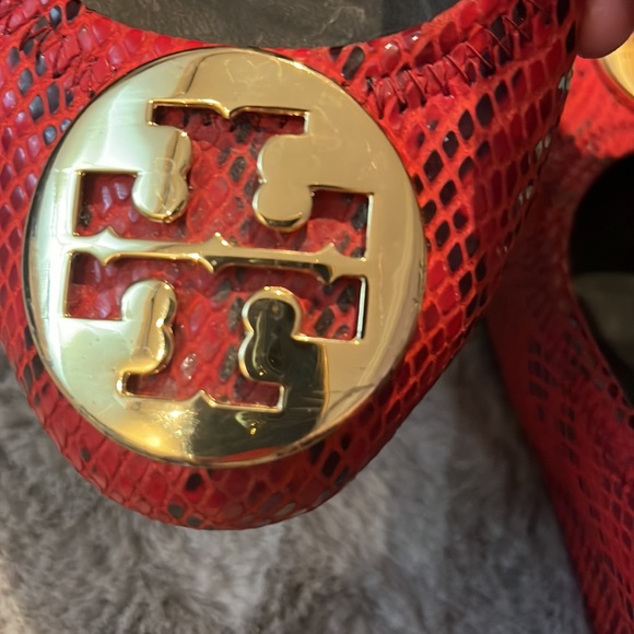 TORY BURCH RED SNAKESKIN WEDGES!! - Picture 8 of 8
